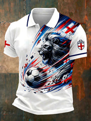 Men's Retro British Football Fan Print Casual Polo Shirt