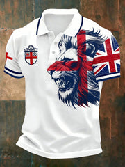 Men's Retro British Football Fan Print Casual Polo Shirt