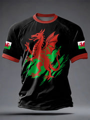 Men's Welsh Dragon Printed Casual short sleeves t-shirt