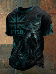 Men's PTSD Awareness Veteran Printed T-shirt