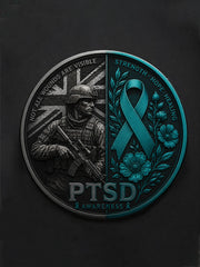 PTSD Awareness Veteran Printed Pins