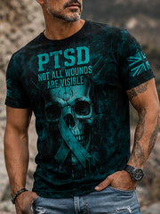 Men's PTSD Awareness Veteran Printed T-shirt