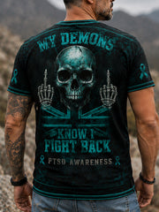 Men's PTSD Awareness Veteran Printed T-shirt
