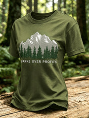 Women's Parks Over Profits Printed Casual T-Shirt