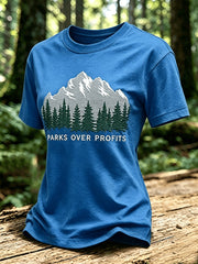 Women's Parks Over Profits Printed Casual T-Shirt