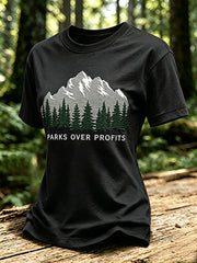 Women's Parks Over Profits Printed Casual T-Shirt