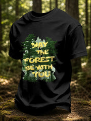 Men's May The Forest Be With You Printed Casual T-Shirt