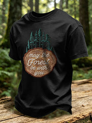 Men's May The Forest Be With You Printed Casual T-Shirt