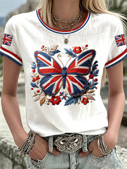 Women's British Style Print Casual T-Shirt