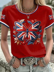 Women's British Style Print Casual T-Shirt