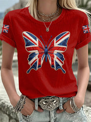 Women's British Style Print Casual T-Shirt