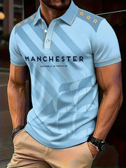 Men's Manchester Football Lover Blue City Printed Casual Tops