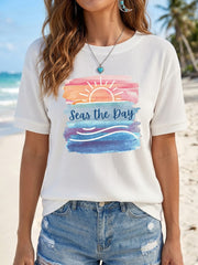 Women's Seas The Day Printed Waffle T-shirt