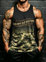 Men's 'grumpy old bastard' camo vests