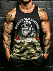 Men's 'grumpy old bastard' camo vests