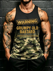 Men's 'grumpy old bastard' camo vests