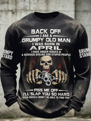 Men's Old Fuckers Club Printed Waffle Long Sleeved Round Neck Sweatshirt