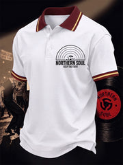 Men's Retro Northern Soul Keep The Faith Print Casual Polo