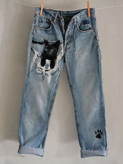 Women's Cat Art Print Casual Pants