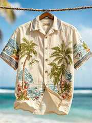 Men's Vacation Beach Scenery Hawaii Style Print Short Sleeve Shirt