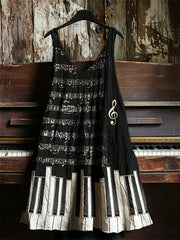 Women's Treble Clef Sheet Music & Piano Keys Art Print V-neck dress