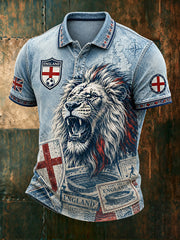 Retro England Football Fan Art Print Casual Jersey
