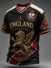 Retro England Football Fan Art Print Casual Jersey