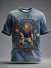 Retro England Football Fan Art Print Casual Jersey