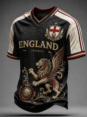 Retro England Football Fan Art Print Casual Jersey
