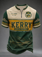 Men's Gaelic Football Kerry Zip Short Sleeve T-Shirt
