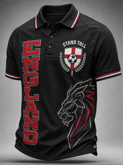 Retro English Football Fan Art Print Casual Polo Jersey