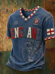 Retro England Football Fan Art Print Casual Jersey