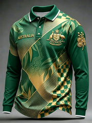Men's Australian Football Lovers Long-Sleeve Polo Shirt