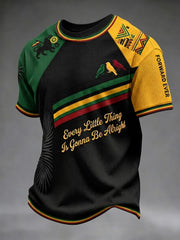 Patchwork Casual Waffle-Weave T-Shirt for Retro Reggae Fans