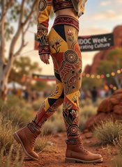 Women's AU Aboriginal Art NAIDOC Week Sports Stretch Leggings