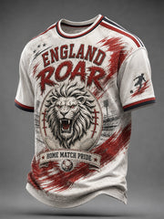 Men's Retro England Football Fan Art Print Casual Jersey