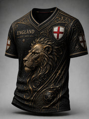 Men's Retro England Football Fan Art Print Casual Jersey