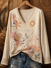 Women's Australian Aboriginal Culture Art Printed Linen Tops