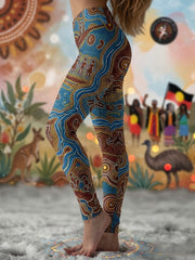Women's AU Aboriginal Art NAIDOC Week Printed Sports Stretch Leggings