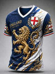 Retro England Football Fan Art Print Casual Jersey