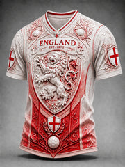 Retro England Football Fan Art Print Casual Jersey