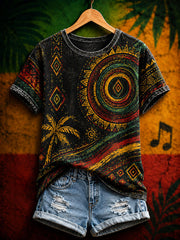 Women's Reggae Art Print Casual T-Shirt