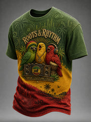 Fun Reggae Bird Casual Waffle-Weave T-Shirt