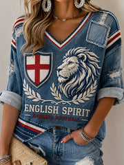 Retro England Football Fan Art Print Casual Jersey
