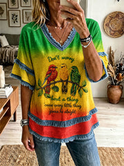 Women's 'Every Little Thing Is Gonna Be Alright' Printed Casual T-Shirt