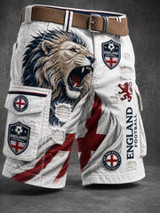 Retro England Football Fan Art Print Casual Shorts