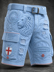 Retro England Football Fan Art Print Casual Shorts