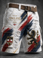 Retro England Football Fan Art Print Casual Shorts