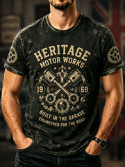 Men's Retro Car Culture Print Casual Tee