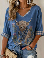 Women's Highland Cow Print Casual T-Shirt
